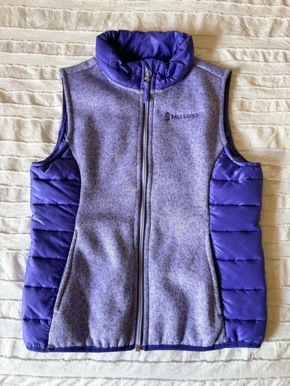 Free Country Girls Purple Hybrid Puffer Fleece Vest – Size M 10/12